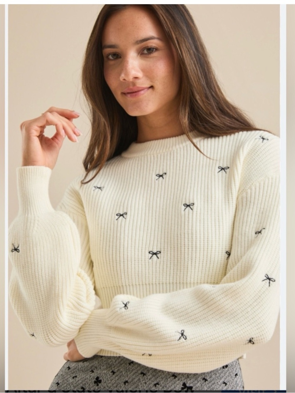 New L Altar'd State Valerie Bow Elegant Sweater with Bow Details, medium, $78
